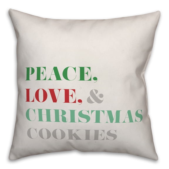 Creative Products Peace Love and Christmas Cookies 18x18 Spun Poly Pillow