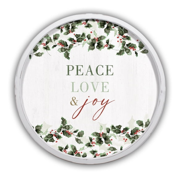 Creative Products Peace Love and Joy 20 x 20 Round White Framed Print