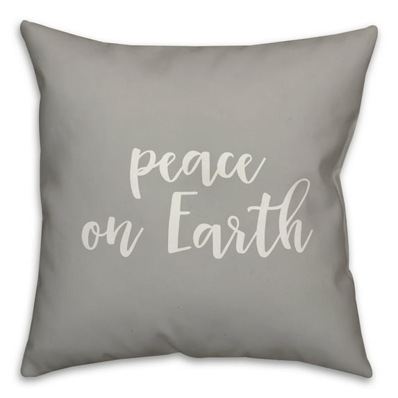 Creative Products Peace On Earth in Gray 18x18 Spun Poly Pillow