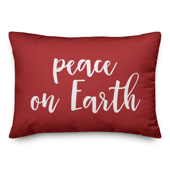 Creative Products Peace On Earth in Red 14x20 Spun Poly Pillow