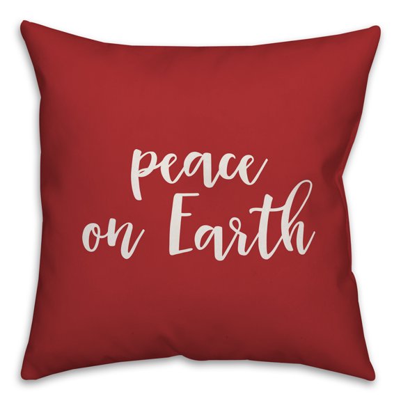 Creative Products Peace On Earth in Red 18x18 Spun Poly Pillow