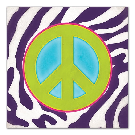 Creative Products Peace Sign Zebra Print 24x24 Canvas Wall Art
