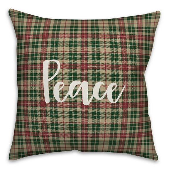 Creative Products Peace in Tartan Plaid 18x18 Spun Poly Pillow