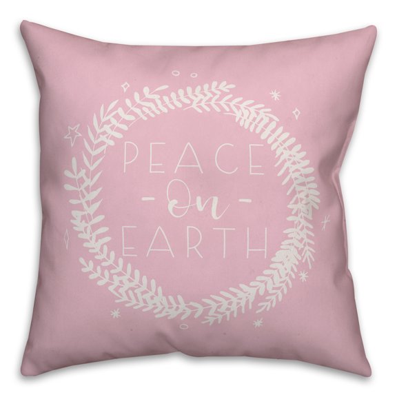 Creative Products Peace on Earth Pink 16x16 Spun Poly Pillow
