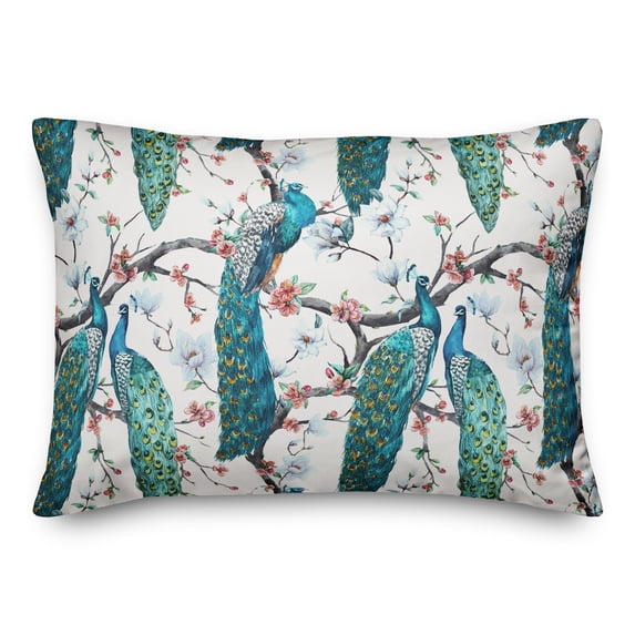 Creative Products Peacock In Floral Branches 3 14 x 20 Spun Poly Pillow