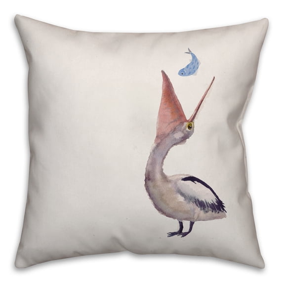 Creative Products Pelican Flipping Fish 16x16 Spun Poly Pillow