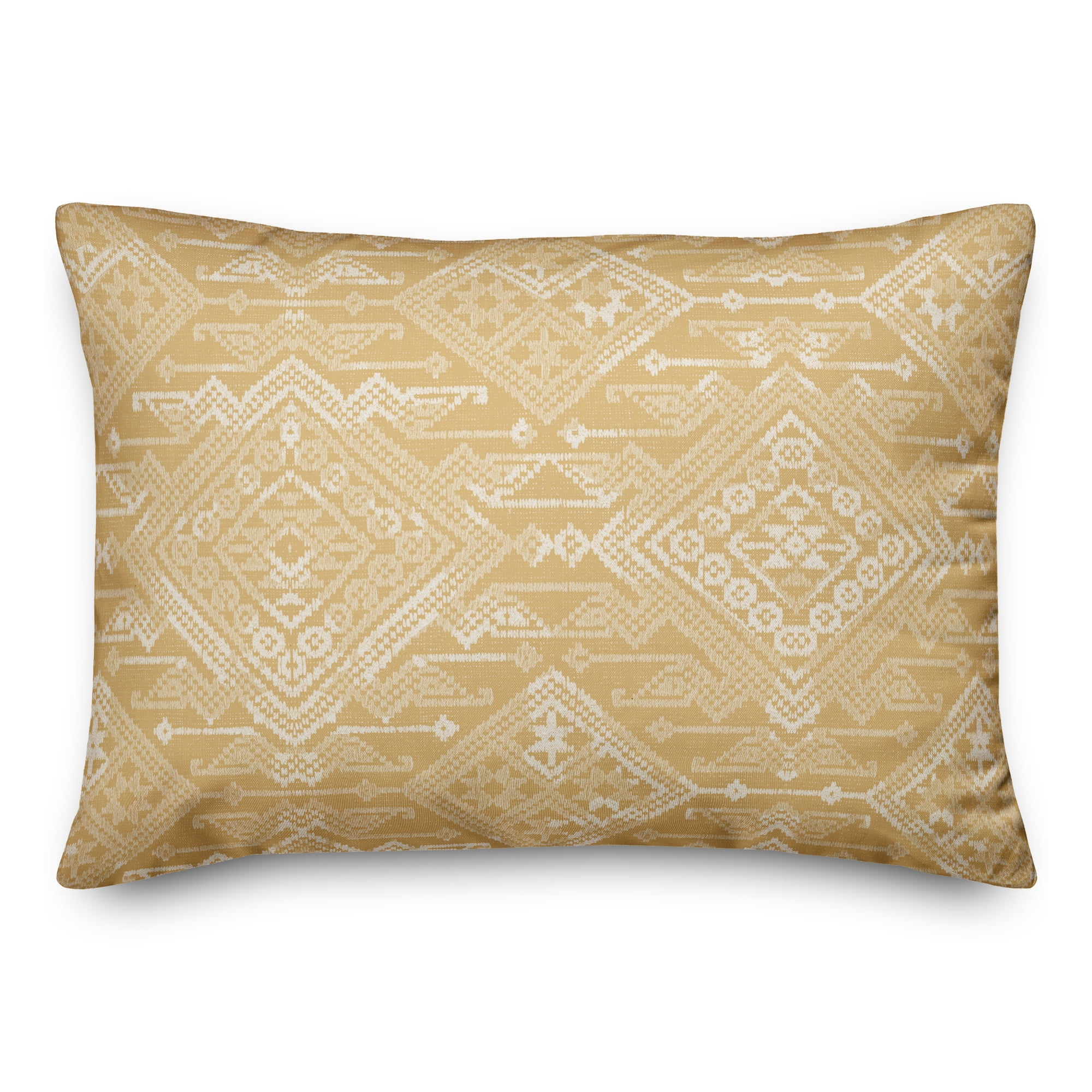 Persian Gold Pattern Rectangular Polyester Indoor/Outdoor Pillow