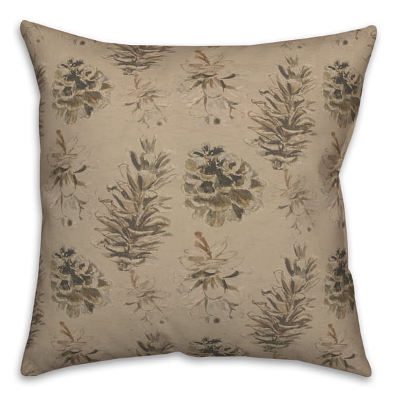 Creative Products Pine Cones on Brown 18 x 18 Spun Poly Pillow