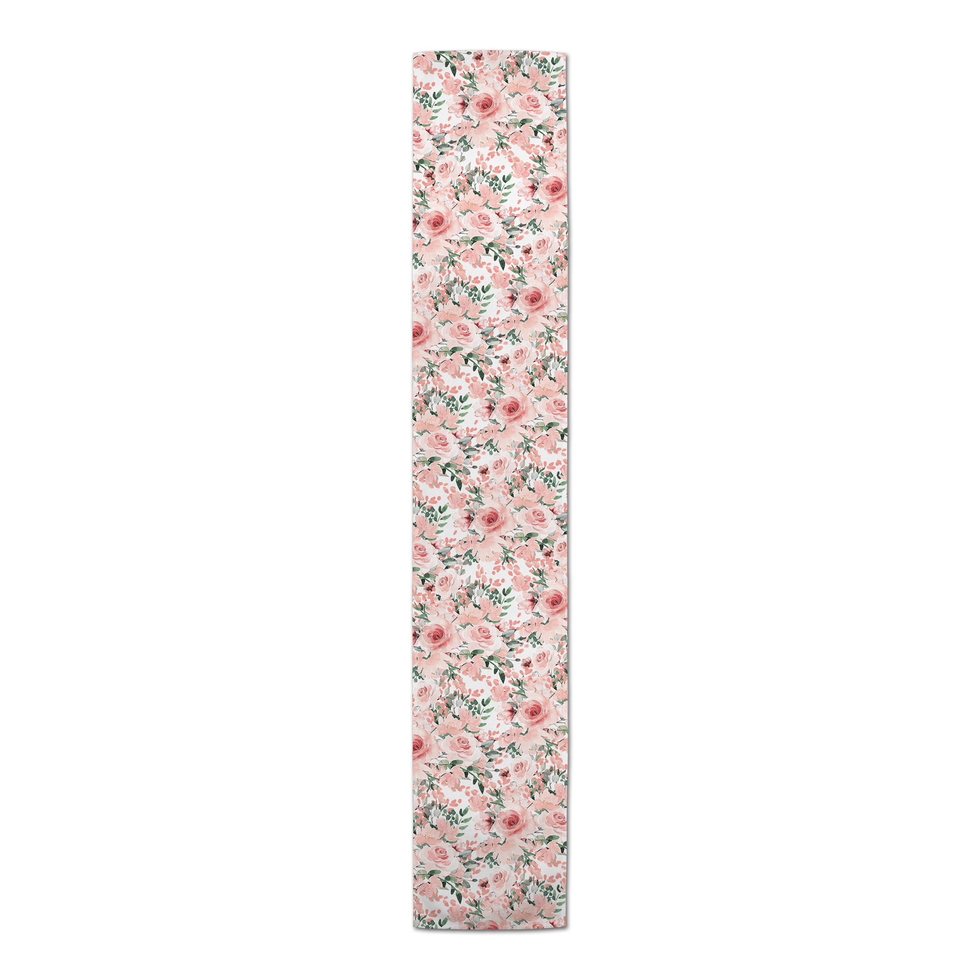 Pink Floral Cotton Twill Table Runner 16 x 72 Inches