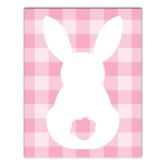 Creative Products Pink Buffalo Check Bunny Silhouette 11x14 Canvas Wall Art