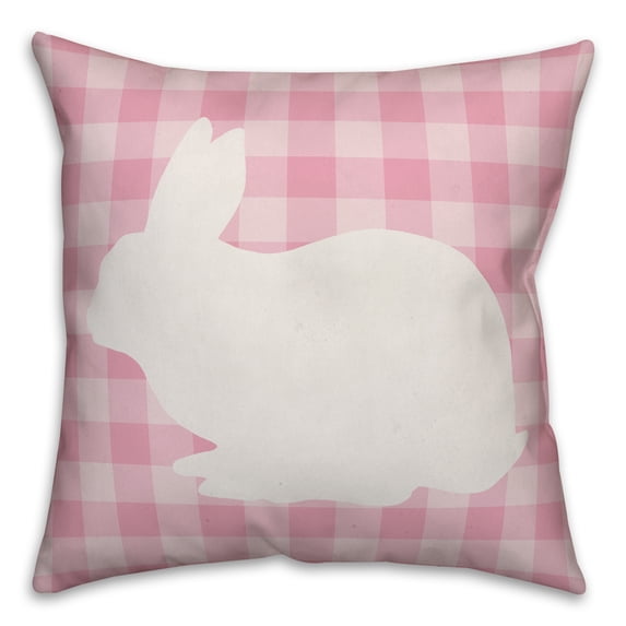 Creative Products Pink Buffalo Check Bunny Silhouette 18x18 Spun Poly Pillow