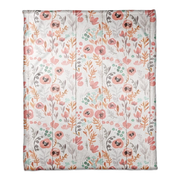 Creative Products Pink Floral Barn Wood 50x60 Coral Fleece Blanket