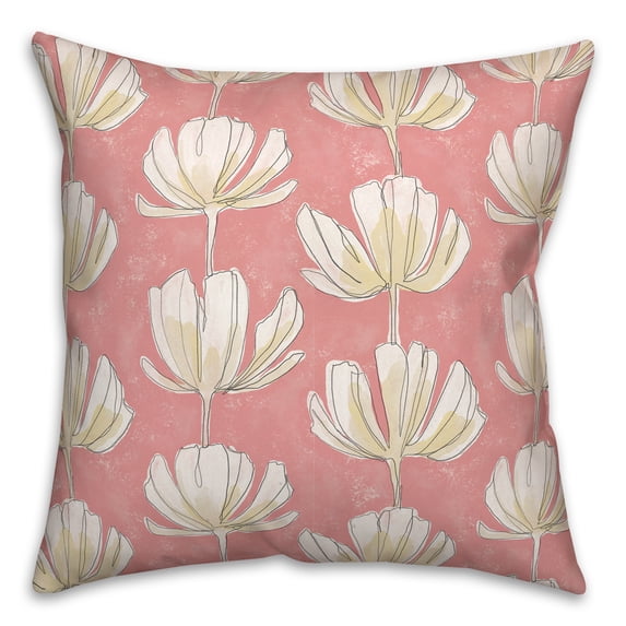 Creative Products Pink Floral Pattern 18 x 18 Spun Poly Pillow
