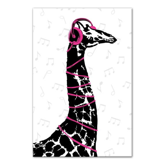Creative Products Pink Giraffe Headphones 16x24 Canvas Wall Art