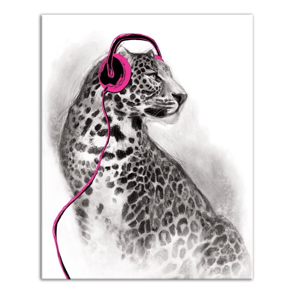 Creative Products Pink Leopard Headphones 16x20 Canvas Wall Art