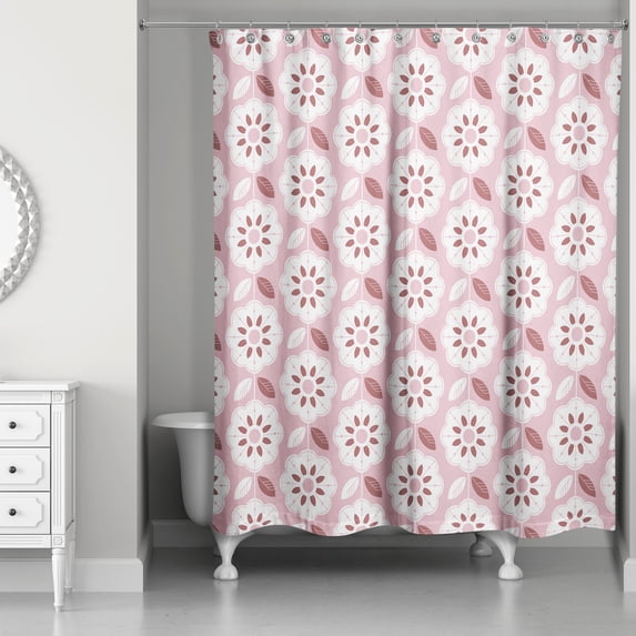 Creative Products Pink Mod Flowers 71x74 Shower Curtain
