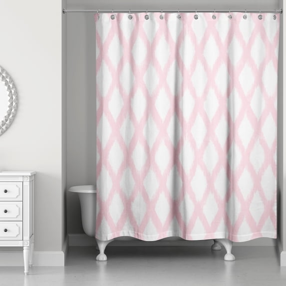 Creative Products Pink Painted Trellis Pattern 71x74 Shower Curtain