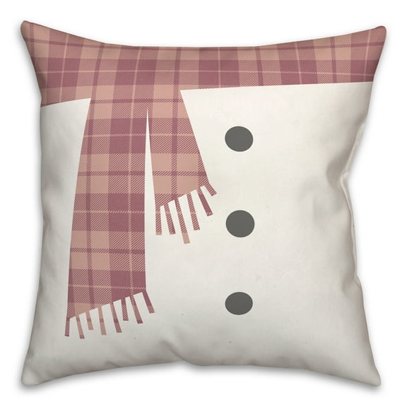 Creative Products Pink Snowman Scarf and Buttons 18x18 Spun Poly Pillow