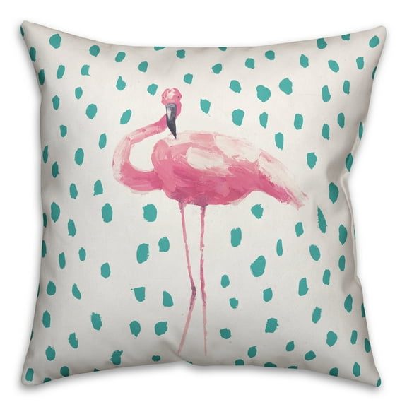Creative Products Pink & Teal Tropical Flamingo 18x18 Indoor / Outdoor Pillow