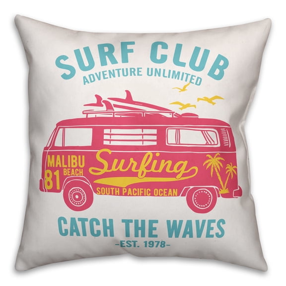 Creative Products Pink Van Surf Club 18x18 Indoor / Outdoor Pillow