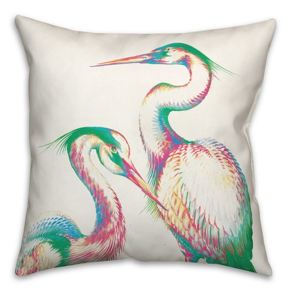 Creative Products Pink and Green Cranes 20x20 Indoor / Outdoor Pillow
