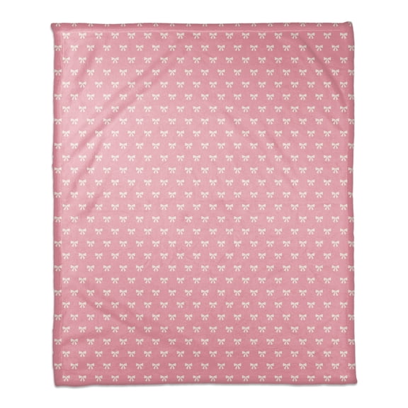 Creative Products Pink and White Bow Pattern 50x60 Coral Fleece Blanket