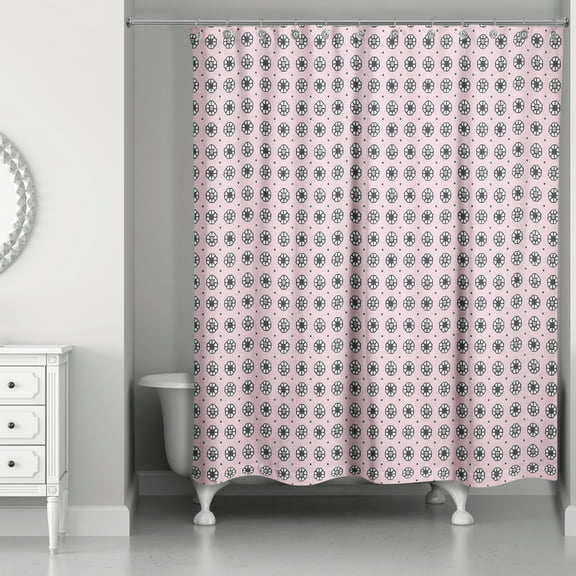 Creative Products Pixel Floral Pattern in Pink 71x74 Shower Curtain