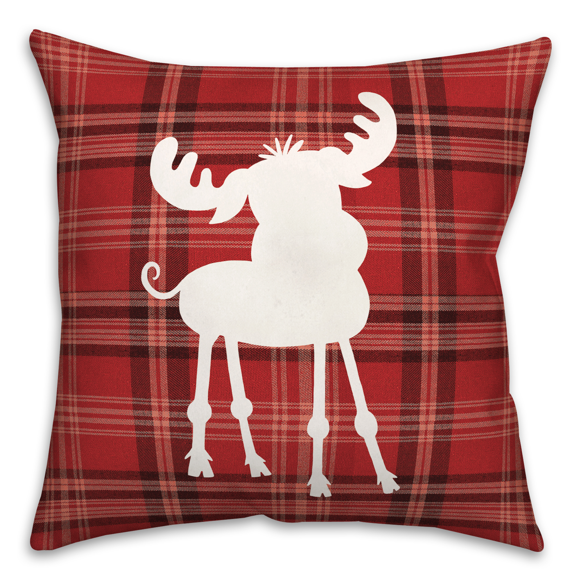 Creative Products Plaid Baby Moose 16 x 16 Spun Poly Pillow