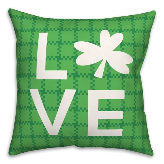 Creative Products Plaid Clover Love 18 x 18 Spun Poly Pillow