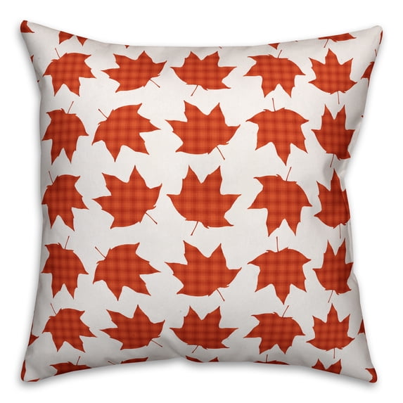 Creative Products Plaid Fall Leaves 18x18 Spun Poly Pillow