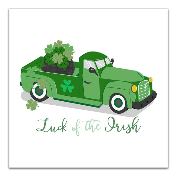 Creative Products Plaid Green Truck Luck 24 x 24 Canvas Wall Art
