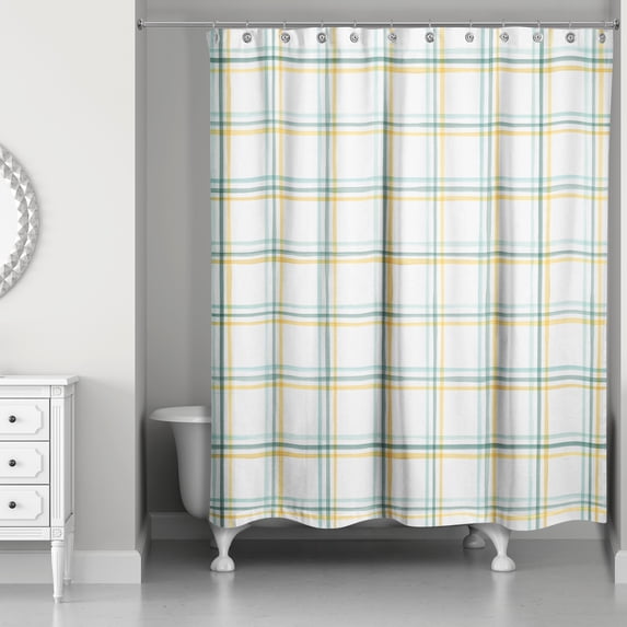 Creative Products Plaid Green Yellow 71 x 74 Shower Curtain