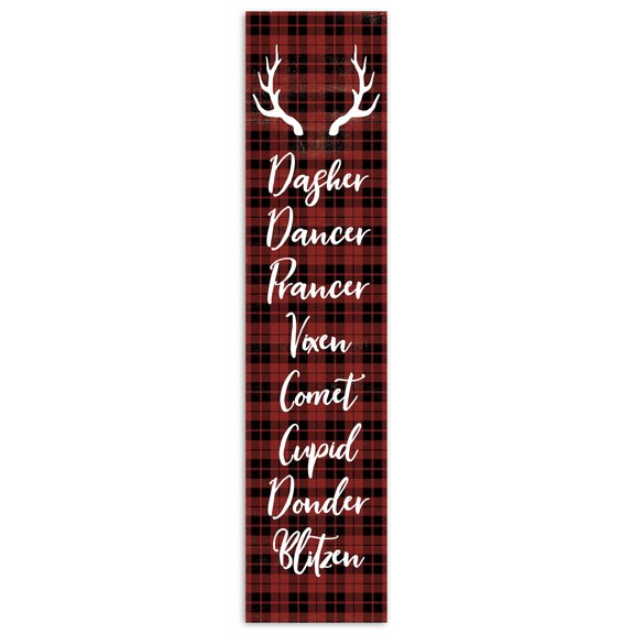 Creative Products Plaid Reindeer Names 10.5 x 47 Porch Leaner