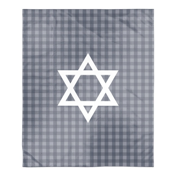 Creative Products Plaid Star of David 50x60 Sherpa Fleece Blanket