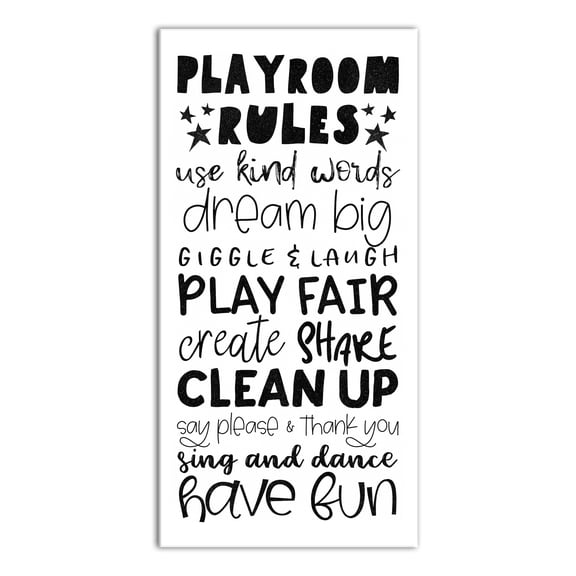 Creative Products Playroom Rules Black and White 10x20 Canvas Wall Art