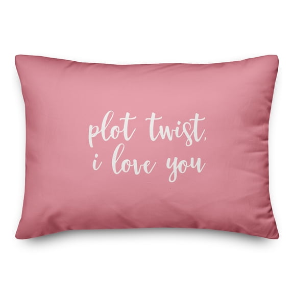 Creative Products Plot Twist I Love You in White on Pink 14x20 Spun Poly Pillow