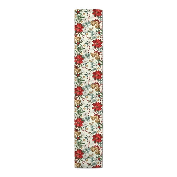 Creative Products Pointsettia Floral 16 x 90 Poly Twill Table Runner