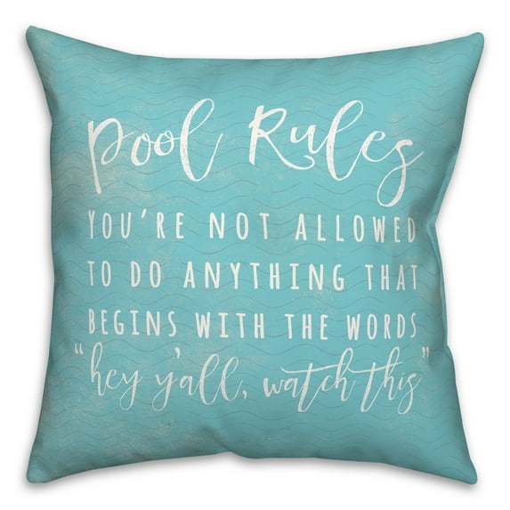Creative Products Pool Rules Waves 18x18 Spun Poly Pillow