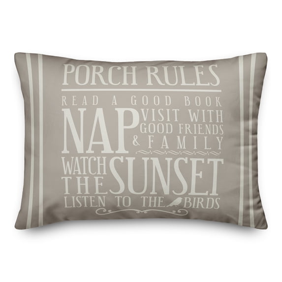Creative Products Porch Rules on Gray 14x20 Indoor / Outdoor Pillow
