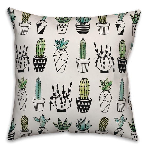 Creative Products Potted Cacti Print 18x18 Spun Poly Pillow