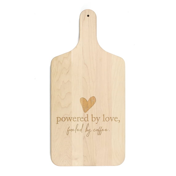 Creative Products Powered By Love Fueled By Coffee 8 x 17 Maple Paddle Cutting Board