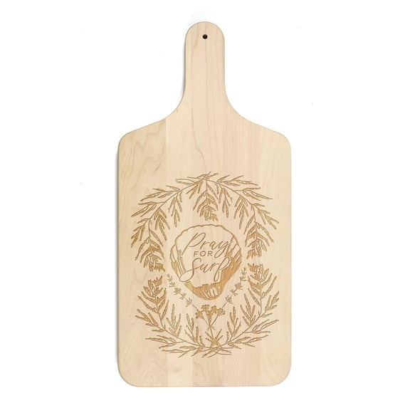 Creative Products Pray For Surf 8 x 17 Maple Paddle Cutting Board