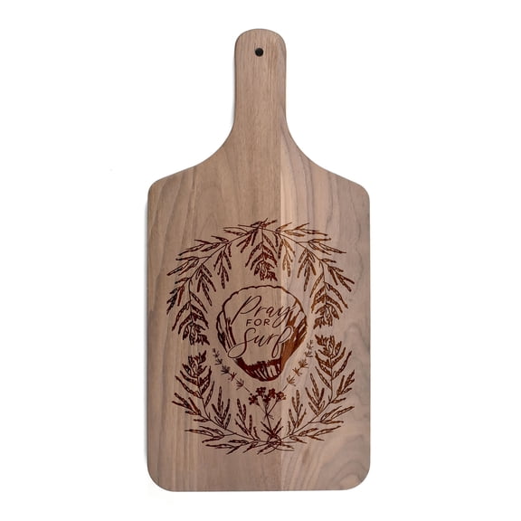 Creative Products Pray For Surf 8 x 17 Walnut Paddle Cutting Board