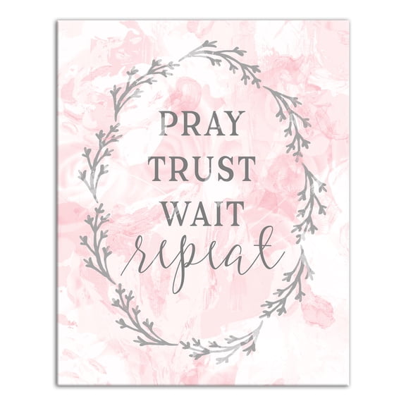 Creative Products Pray Trust Wait Repeat Wreath 16x20 Canvas Wall Art