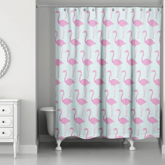Creative Products Preppy Flamingo Flock 71x74 Shower Curtain