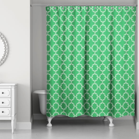 Creative Products Preppy Green Circles 71x74 Shower Curtain