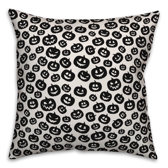 Creative Products Pumpkin Pattern Black 16x16 Spun Poly Pillow