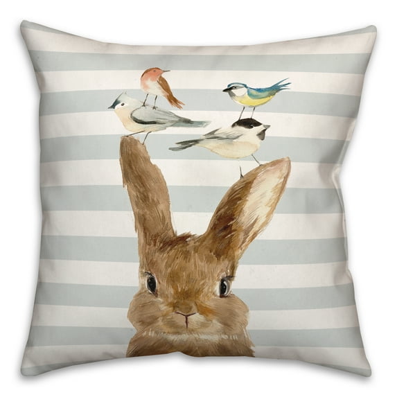 Creative Products Rabbit and Birds 18x18 Spun Poly Pillow