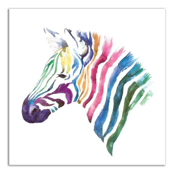 Creative Products Rainbow Colorful Zebra 24x24 Canvas Wall Art