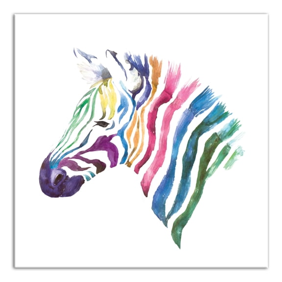 Creative Products Rainbow Colorful Zebra 36x36 Canvas Wall Art